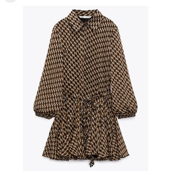 Zara gold printed mini dress - Picture 7 of 8